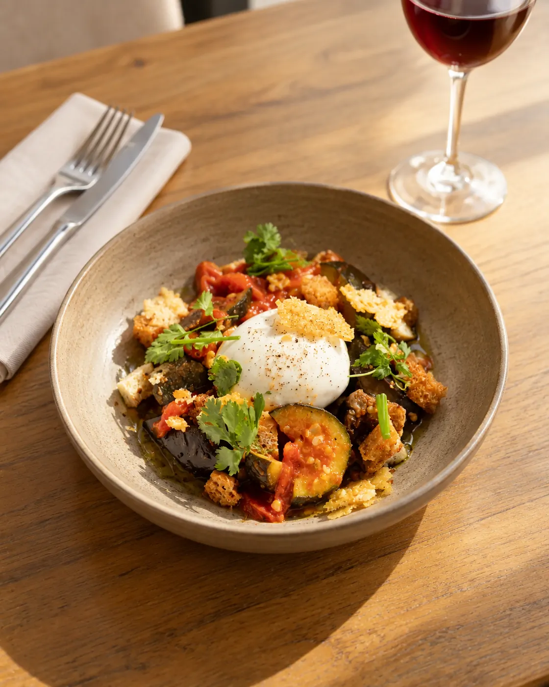 Œuf mollet et ratatouille